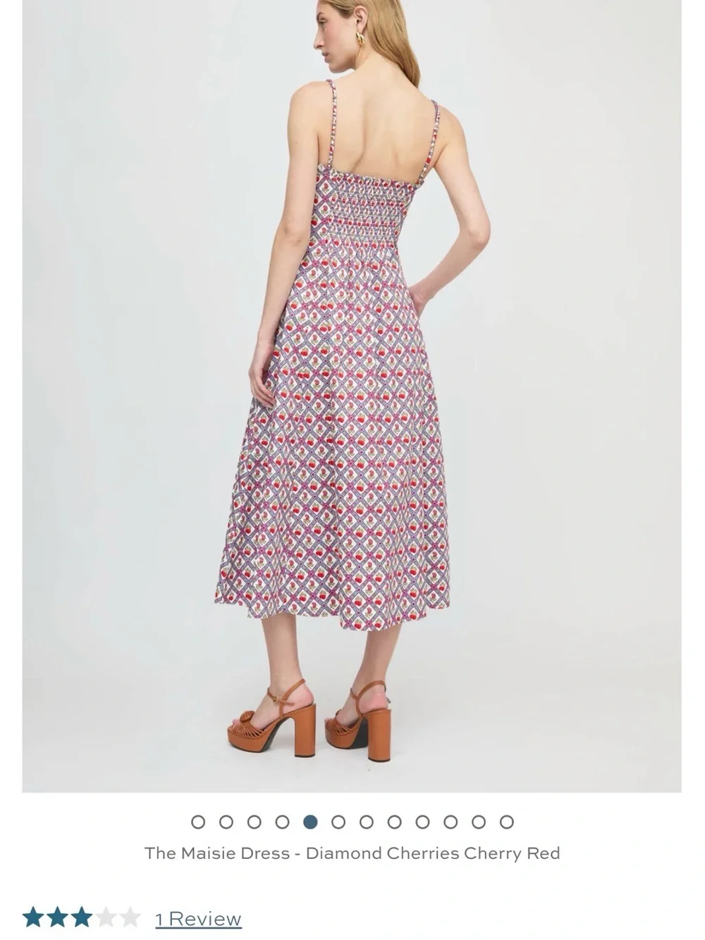 Hill House Maisie Dress in Cherry Red & White Diamond Print - Picture 3 of 5